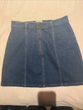 J Crew Denim A-Line Skirt with Front Zip